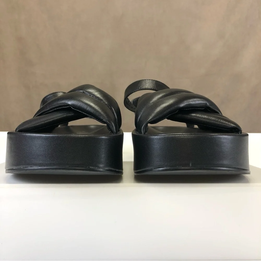 Zara black leather quilted puffy platform sandals Size 38 7.5 Minimalist - Picture 10 of 12